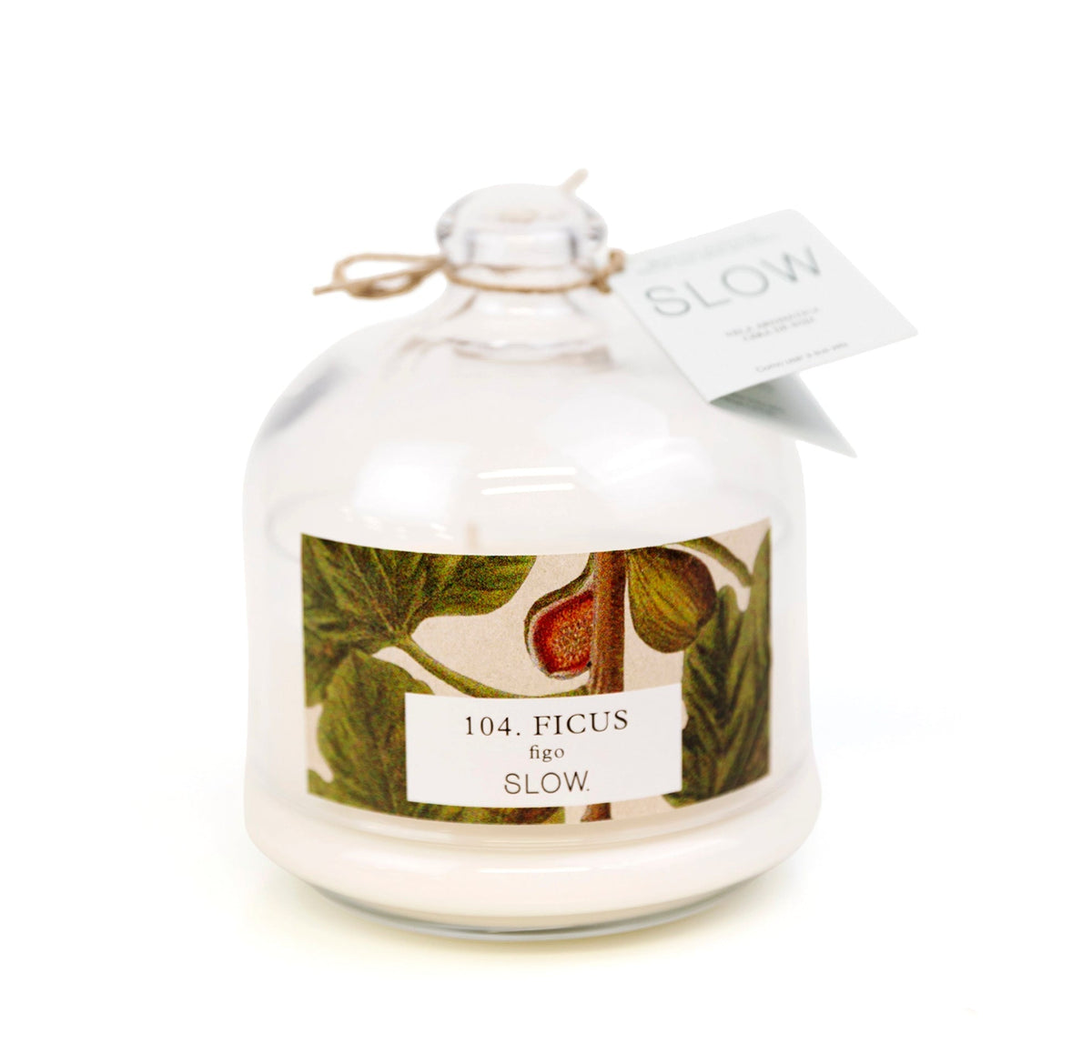 Vela Bomboniere Ficus da SLOW, de figo preto e pimenta, em cera natural vertida à mão