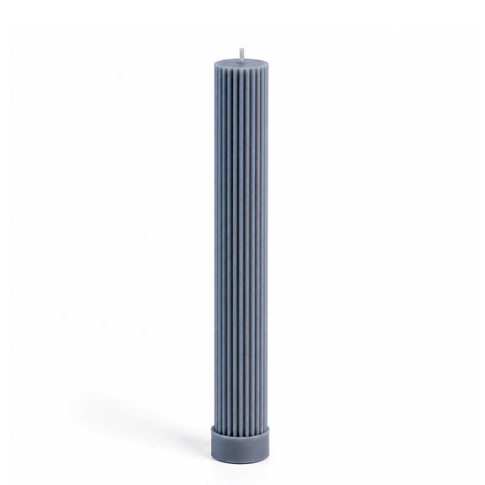 Vela castical decorativa azul com aroma de incenso, da SLOW, raiada, vertida à mão