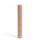 Vela castical decorativa beige com aroma de pepino da SLOW, raiada, vertida à mão