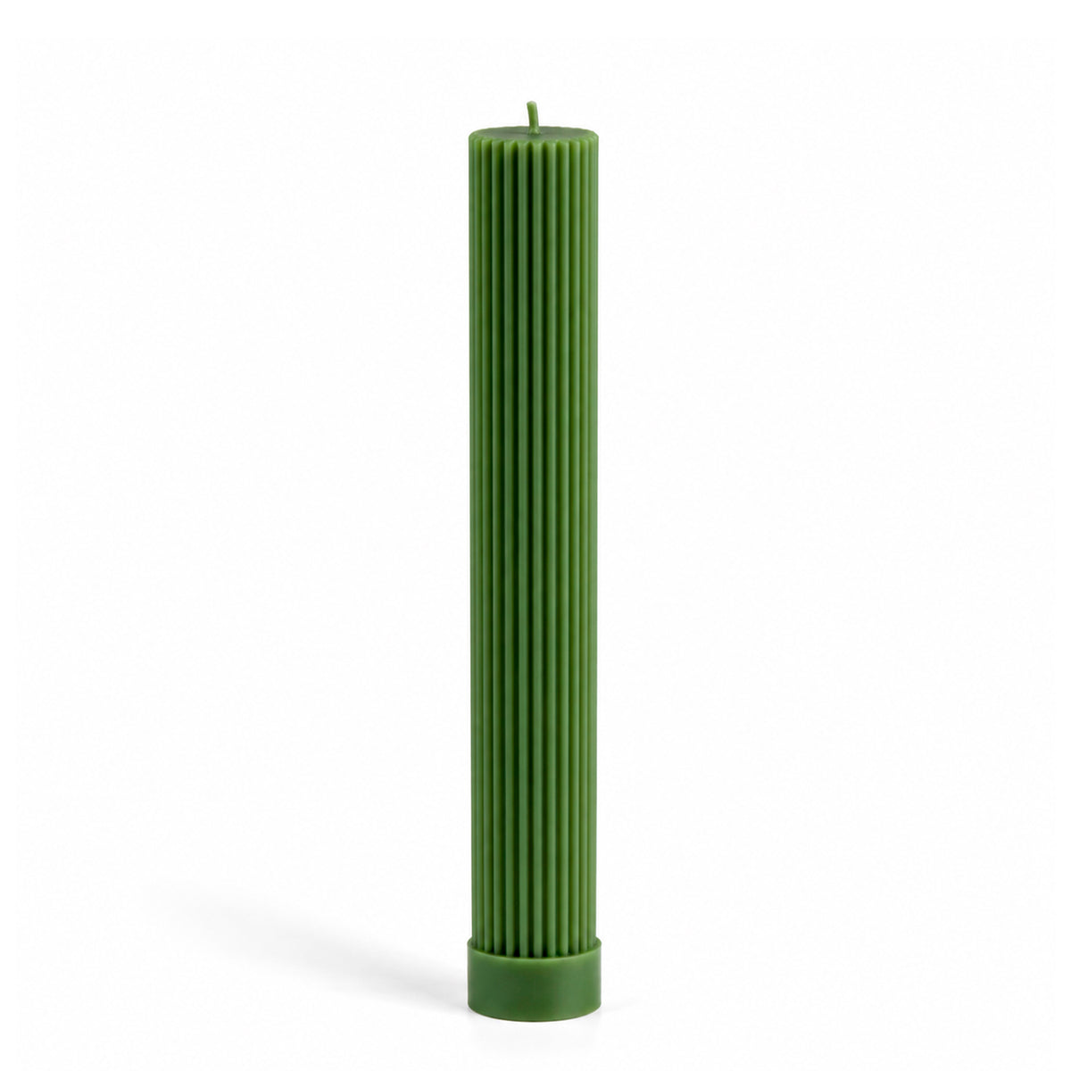 Vela castical decorativa verde com aroma de verbena, da SLOW, raiada, vertida à mão